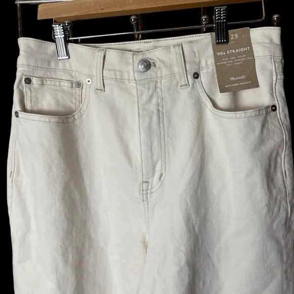 Madewell The 90s Straight High Rise Jeans Cream Size 29 - Picture 6 of 11